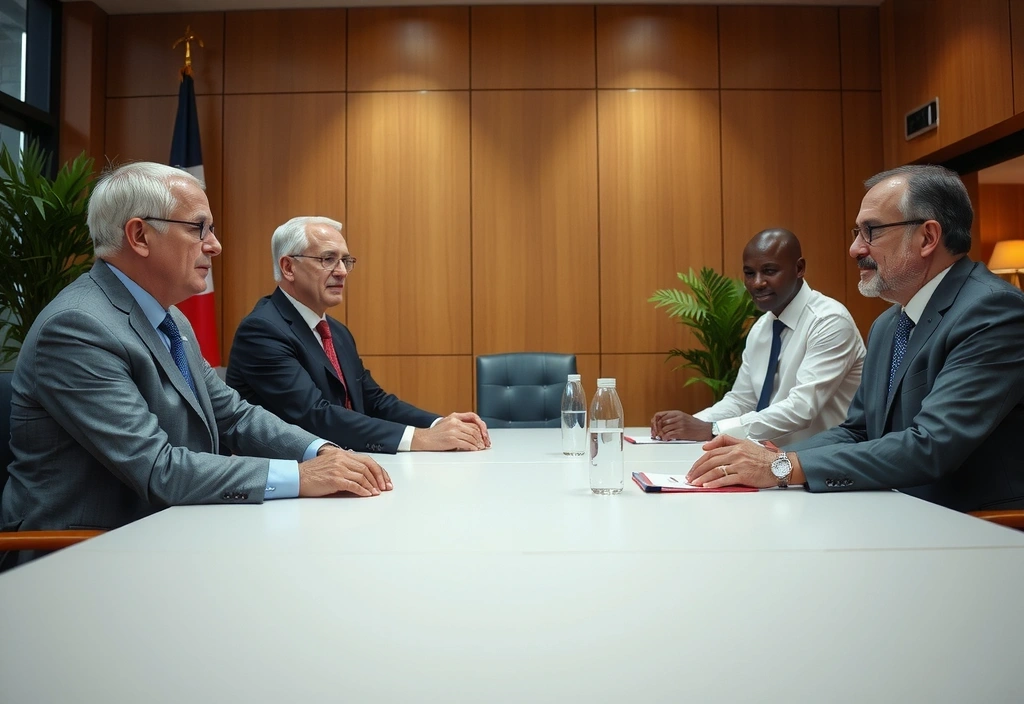 Leader politici che discutono in una sala riunioni