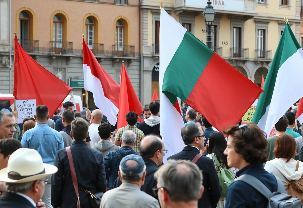 Manifestazione di protesta in una piazza italiana