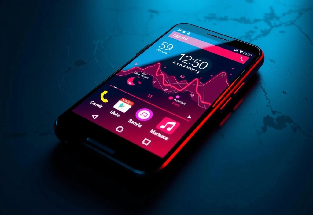 Smartphone con interfaccia utente futuristica