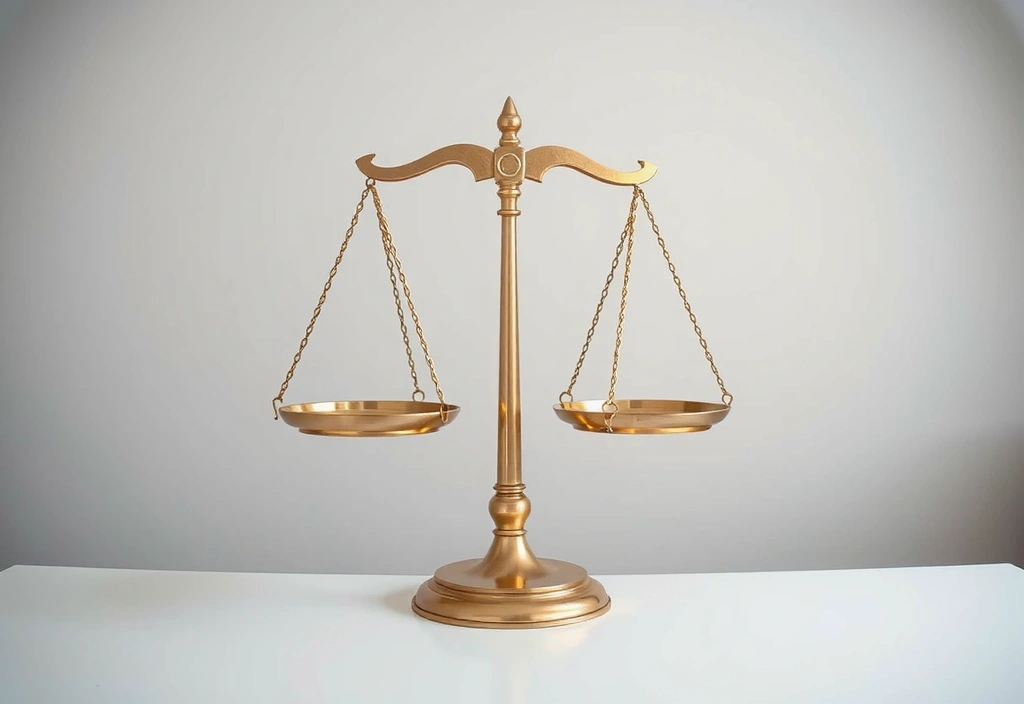 Bilancia della giustizia in equilibrio, simbolo di responsabilità e limitazione