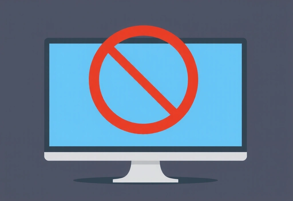 Segnale di divieto rosso su un computer, che indica l'uso proibito e le restrizioni